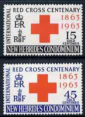 New Hebrides - English 1963 Centenary of Red Cross perf set of 2 unmounted mint, SG 96-7, stamps on red cross