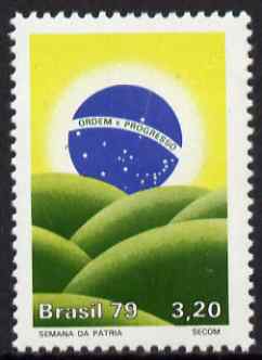 Brazil 1979 National Week 3cr20 unmounted mint SG 1778, stamps on globes
