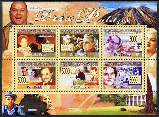 Guinea - Conakry 2009 Pulitzer Prize perf sheetlet containing 6 values unmounted mint, stamps on , stamps on  stamps on personalities, stamps on  stamps on films, stamps on  stamps on cinema, stamps on  stamps on movies, stamps on  stamps on entertainments, stamps on  stamps on literature, stamps on  stamps on marilyn, stamps on  stamps on 