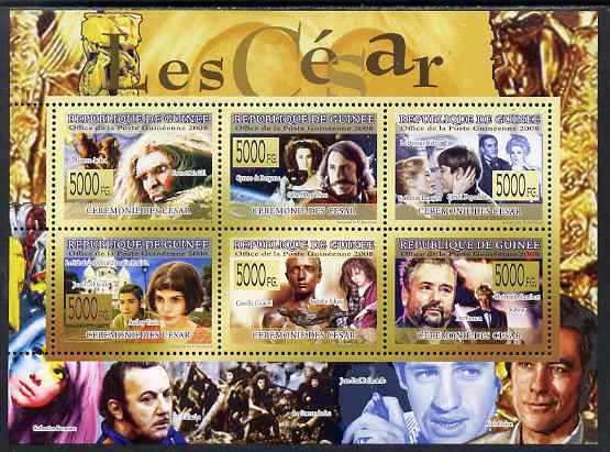 Guinea - Conakry 2009 Ceremonie Des Cesar perf sheetlet containing 6 values unmounted mint, stamps on personalities, stamps on films, stamps on cinema, stamps on movies, stamps on entertainments, stamps on 