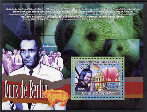 Guinea - Conakry 2009 Bear of Berlin perf s/sheet unmounted mint, stamps on personalities, stamps on films, stamps on cinema, stamps on movies, stamps on entertainments, stamps on bears