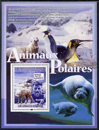 Guinea - Conakry 2009 Polar Animals & Explorers #1 perf s/sheet unmounted mint, stamps on , stamps on  stamps on personalities, stamps on  stamps on animals, stamps on  stamps on polar, stamps on  stamps on wolves, stamps on  stamps on penguins, stamps on  stamps on 
