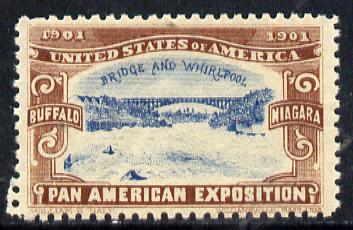 Cinderella - United States 1901 Pan American Exposition perforated label showing Buffalo Bridge in brown & blue*, stamps on bridges        civil engineering      cinderella