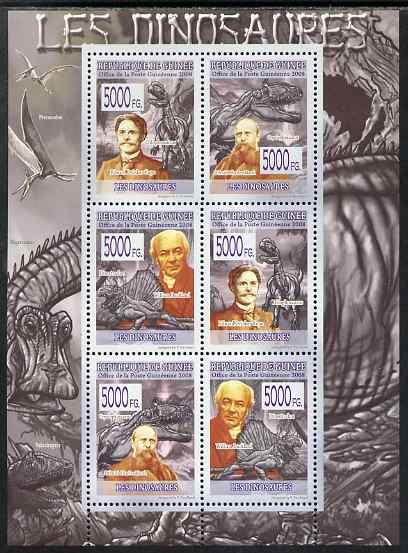 Guinea - Conakry 2009 Dinosaurs & Paleontologists perf sheetlet containing 6 values unmounted mint, stamps on dinosaurs
