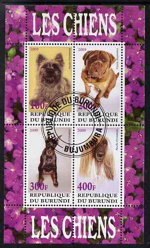 Burundi 2009 Dogs #1 perf sheetlet containing 4 values fine cto used, stamps on dogs