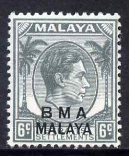 Malaya - BMA 1945-48 KG6 6c grey ordinary paper unmounted mint, SG 6a, stamps on , stamps on  kg6 , stamps on 