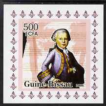 Guinea - Bissau 2006 Mozart #1 individual imperf deluxe sheet unmounted mint. Note this item is privately produced and is offered purely on its thematic appeal, stamps on personalities, stamps on mozart, stamps on music, stamps on composers, stamps on masonics, stamps on masonry