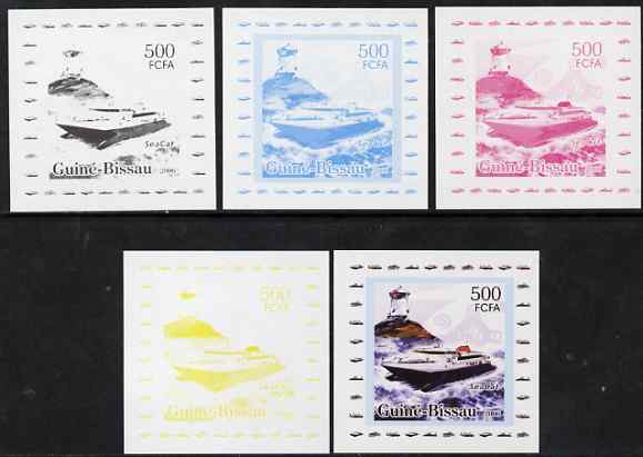 Guinea - Bissau 2006 Ships & Lighthouses #5 - Sea Cat individual deluxe sheet - the set of 5 imperf progressive proofs comprising the 4 individual colours plus all 4-colour composite, unmounted mint , stamps on ships, stamps on lighthouses