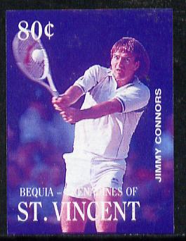 St Vincent - Bequia 1988 International Tennis Players 80c (Jimmy Connors) imperf progressive proof in blue & magenta only unmounted mint*, stamps on sport   personalities    tennis
