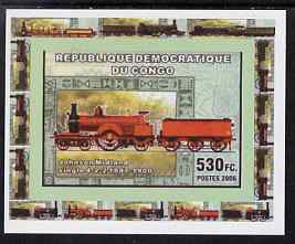 Congo 2006 Transport - British Steam Locos #6 - Johnson Single 4-2-2 individual imperf deluxe sheet unmounted mint. Note this item is privately produced and is offered purely on its thematic appeal, stamps on railways