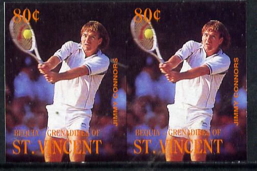 St Vincent - Bequia 1988 International Tennis Players 80c (Jimmy Connors) imperf horiz pair unmounted mint*, stamps on sport, stamps on personalities, stamps on tennis