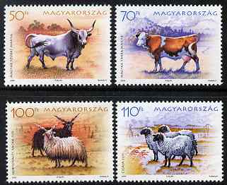Hungary 2005 Traditional Farm Breeds perf set of 4 unmounted mint SG 4886-9, stamps on animals, stamps on farming, stamps on bovine, stamps on cattle, stamps on sheep, stamps on ovine