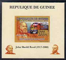Guinea - Conakry 2008 Atchison, Topeka & Santa Fe Railway - John Shedd Reed & Santa Fe 300C individual imperf deluxe sheet unmounted mint. Note this item is privately pro..., stamps on personalities, stamps on railways