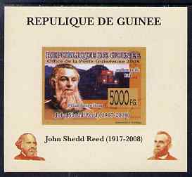 Guinea - Conakry 2008 Atchison, Topeka & Santa Fe Railway - John Shedd Reed & Southern Pacific 8361 individual imperf deluxe sheet unmounted mint. Note this item is priva..., stamps on personalities, stamps on railways