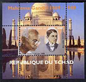 Chad 2009 Mahatma Gandhi #1 individual perf deluxe sheet unmounted mint. Note this item is privately produced and is offered purely on its thematic appeal, stamps on personalities, stamps on gandhi, stamps on constitutions, stamps on law, stamps on legal
