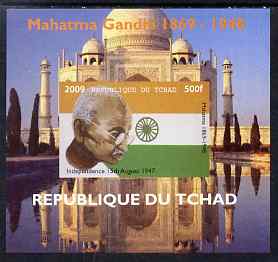 Chad 2009 Mahatma Gandhi #2 individual imperf deluxe sheet unmounted mint. Note this item is privately produced and is offered purely on its thematic appeal, stamps on personalities, stamps on gandhi, stamps on constitutions, stamps on flags