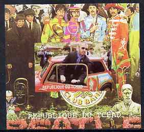 Chad 2009 50th Anniversary of the Mini featuring The Beatles #4 individual imperf deluxe sheet unmounted mint. Note this item is privately produced and is offered purely ..., stamps on cars, stamps on mini, stamps on beatles, stamps on pops, stamps on rock, stamps on music