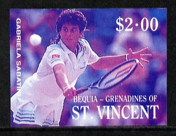St Vincent - Bequia 1988 International Tennis Players $2 (Gabriela Sabatini) imperf progressive proof in blue & magenta only unmounted mint*, stamps on , stamps on  stamps on sport   personalities    tennis