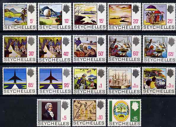 Seychelles 1969-75 definitive set complete 18v unmounted mint, SG 262-79, stamps on 