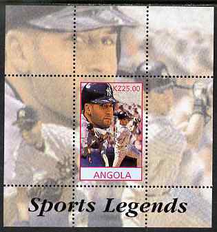 Angola 2000 Sports Legends - Derek Jeter (Baseball) perf deluxe souvenir sheet unmounted mint, stamps on sport, stamps on baseball