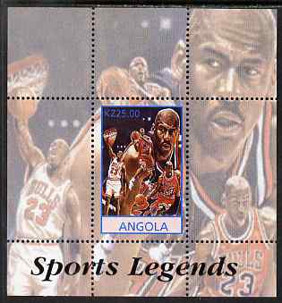 Angola 2000 Sports Legends - Michael Jordan (Basketball) perf deluxe souvenir sheet unmounted mint, stamps on sport, stamps on basketball