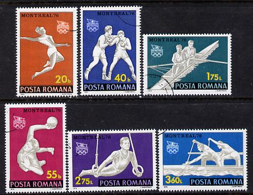 Rumania 1976 Montreal Olympic Games cto set of 6, Mi 3350-55, SG 4224-29*, stamps on , stamps on  stamps on olympics    sport   gymnastics    boxing    handball    rowing   canoeing, stamps on  stamps on  gym , stamps on  stamps on gymnastics, stamps on  stamps on 