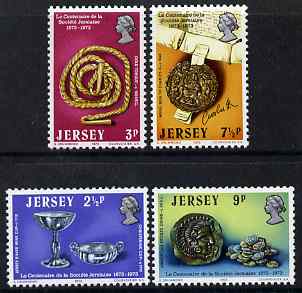 Jersey 1973 Centenary of La Societe Jersiaise perf set of 4 unmounted mint, SG 86-88, stamps on coins, stamps on silver, stamps on drink, stamps on wine