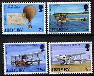 Jersey 1973 Jersey Aviation History perf set of 4 unmounted mint, SG 89-92, stamps on aviation, stamps on balloons, stamps on 