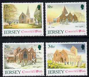 Jersey 1988 Christmas - Jersey Parish Churches (1st series) perf set of 4 unmounted mint, SG 458-61, stamps on christmas, stamps on churches