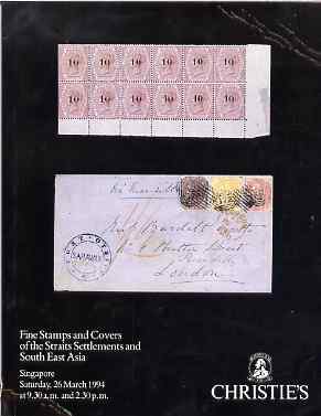 Auction Catalogue - Straits Settlements & South East Asia - Christies 26 Mar 1994 - with prices realised, stamps on 
