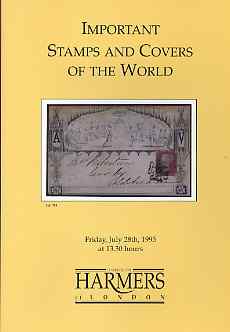 Auction Catalogue - World - Harmers 28 July 1995 - Important Stamps & Covers - cat only, stamps on 