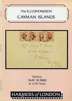 Auction Catalogue - Cayman Islands - Harmers 10 May 1988 - the R J Edmondson coll - with prices realised, stamps on 