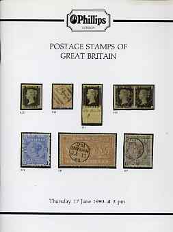 Auction Catalogue - Great Britain - Phillips 17 June 1993 - with prices realised, stamps on 