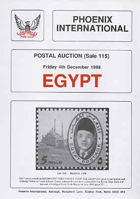 Auction Catalogue - Egypt - Phoenix International 4 Dec 1998 - cat only, stamps on 