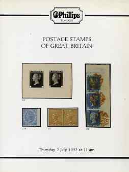 Auction Catalogue - Great Britain - Phillips 2 July 1992 - with prices realised, stamps on 