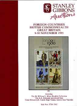 Auction Catalogue - Great Britain - Stanley Gibbons 9-10 Nov 1995 - incl the Mayo Booklet coll, Khatamis Iran & Castle errors (plus Commonwealth & Foreign) - cat only, stamps on castles