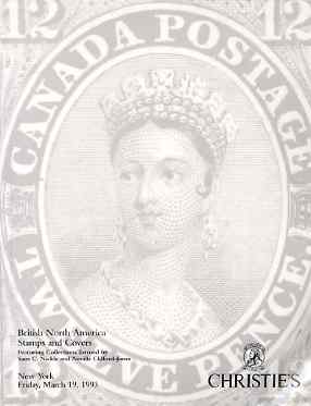 Auction Catalogue - British North America - Christies 19 Mar 1993 - incl the Sam C Nickle, Neville Clifford-Jones & Dr Conrad Latto collections - with prices realised (co..., stamps on 