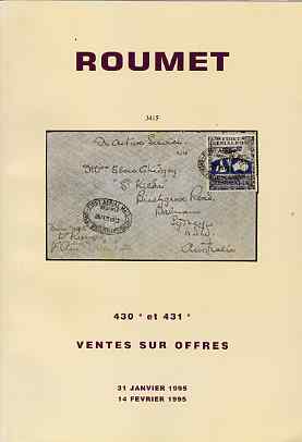 Auction Catalogue - France - Roumet 31 Jan & 14 Feb 1995 - cat only, stamps on 