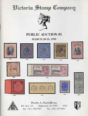 Auction Catalogue - Bermuda & Falklands - Victoria Stamp Co 20-21 Mar 1995 - cat only, stamps on 