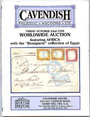 Auction Catalogue - Egypt - Cavendish 23 October 1998 - the Bonaparte collection - cat only, stamps on 