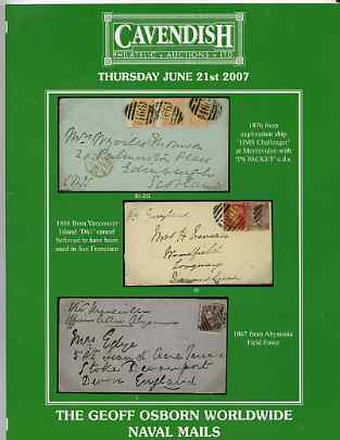 Auction Catalogue - Naval Mails - Cavendish 21 June 2007 - the Geoff Osborn collection - cat only, stamps on 