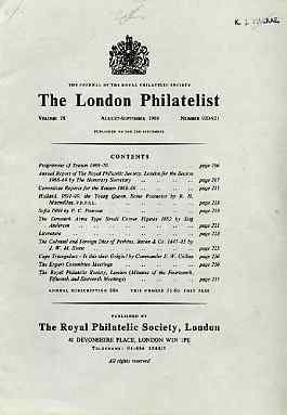 Literature - London Philatelist Vol 78 Number 0920-21 dated Aug-Sept 1969 - with articles relating to Netherlands, Denmark, Perkins Bacon & Cape of Good Hope, stamps on 