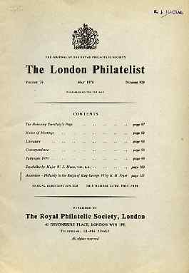 Literature - London Philatelist Vol 79 Number 0929 dated May 1970 - with articles relating to Seychelles & Ascension, stamps on xxx