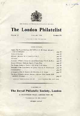 Literature - London Philatelist Vol 83 Number 0974 dated Feb 1974 - with articles relating to Sudan, Ascension, Turkey, New South Wales & Great Britain Die II Alphabet II..., stamps on xxx