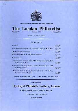 Literature - London Philatelist Vol 84 Number 0994 dated Oct 1975 - with articles relating to P&O Contract Packets & Newfoundland, stamps on 
