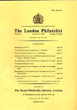 Literature - London Philatelist Vol 85 Number 1003-04 dated July-Aug 1976 - with articles relating to Grenada, Serbia, Archives, Hejaz, North Borneo & Western Australia, stamps on 