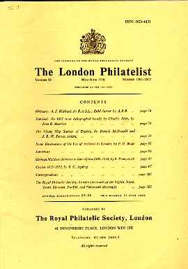 Literature - London Philatelist Vol 85 Number 1001-02 dated May-June 1976 - with articles relating to Trinidad, Estonia, Archives, German East Africa & Ceylon, stamps on 