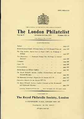 Literature - London Philatelist Vol 87 Number 1029-30 dated Sept-Oct 1978 - with articles relating to British Solomon Islands, Perkins Bacon, Nepal, Rumania & Burma, stamps on 