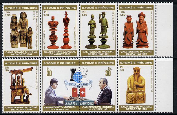 St Thomas & Prince Islands 1981 Chess perf set of 8, unmounted mint Mi 703-10 , stamps on , stamps on  stamps on chess