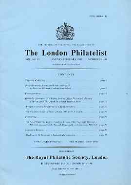 Literature - London Philatelist Vol 93 Number 1093-94 dated Jan-Feb 1984 - with articles relating to Grenada (The Royal Collection), Western Australia, Trans Jordan & Rho..., stamps on 